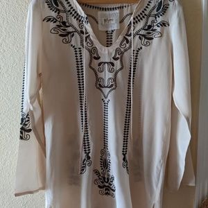 Johnny Was BIYA Silk Tunic Embroidered Top